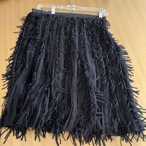 Black Fringed Midi Skirt